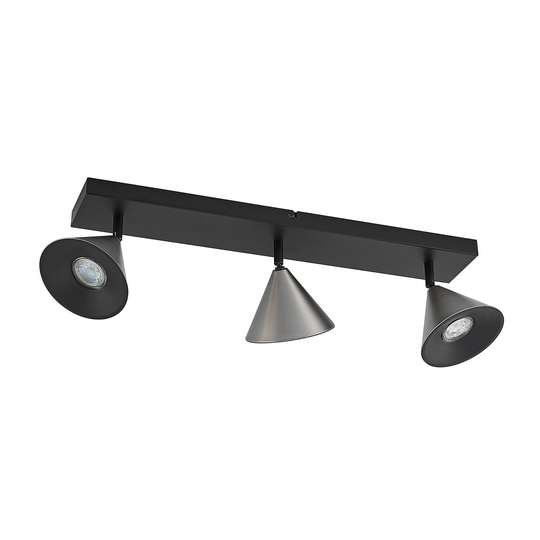 Lucande Kartio -kattovalaisin, 3-lamp., nikkeli