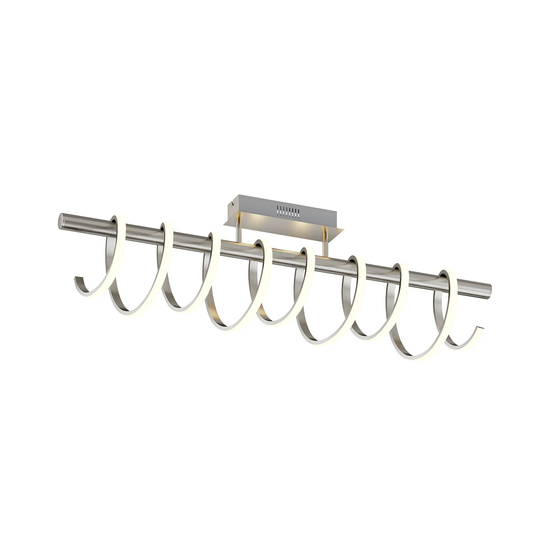 Lucande Milora -LED-kattovalaisin 100 cm, nikkeli