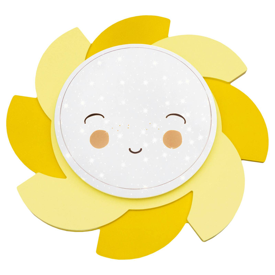 LED-seinälamppu Starlight Smile aurinko, keltainen