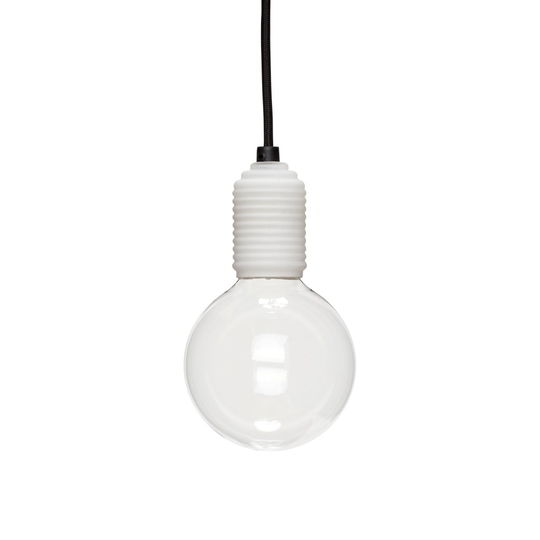 Lamp, glass, white, w/bulb/black wire (Musta)