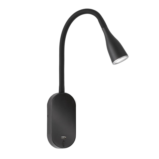 Nox-LED-seinävalaisin musta, sis. USB-liitännän