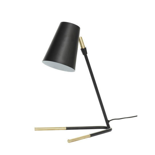 Table lamp, metal, black/brass (Musta)