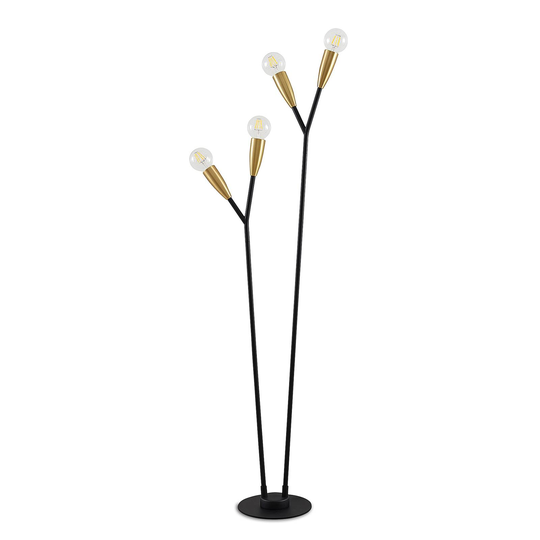 Lucande Carlea -lattiavalo, 4-lamp. musta-messinki