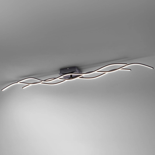 Wave-LED-kattovalaisin musta 137,5 cm