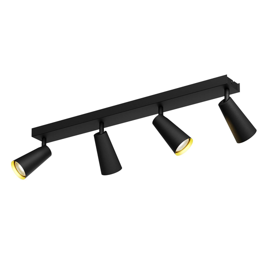 Lucande Angelina -kattovalo, musta-kulta, 4-lamp.