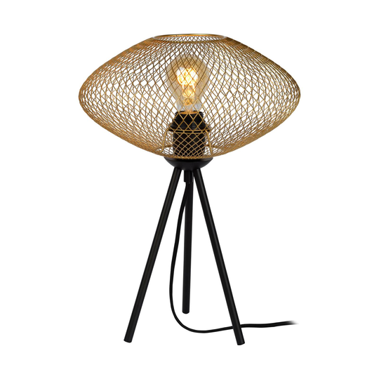 Mesh-pöytälamppu, korkeus 41 cm, kolmijalka, kulta