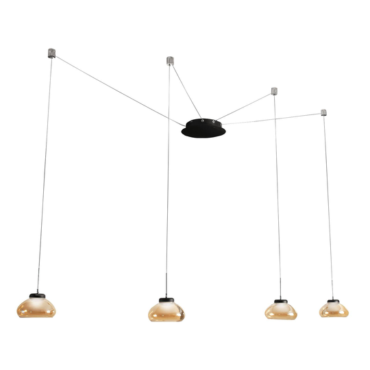 Arabella-LED-riippuvalaisin 4 lamppua, musta/ambra