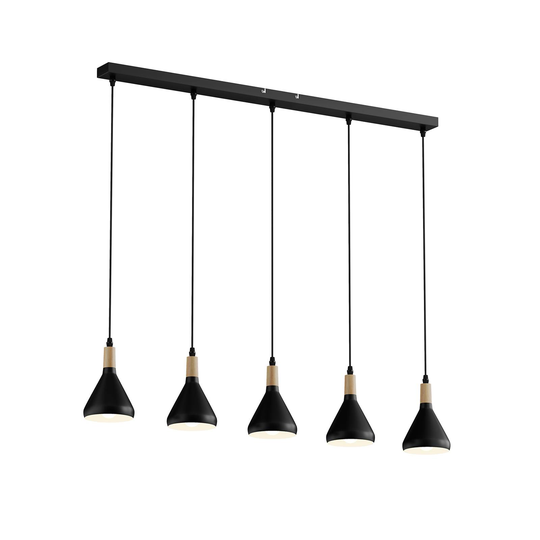 LED-riippuvalaisin Arina, 5 mustaa varjostinta