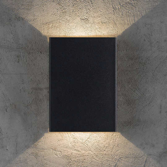 LED-ulkoseinälamppu Fold, 15 x 21 cm, musta