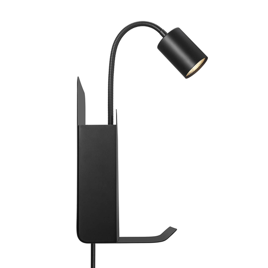 Seinävalaisin Roomi, säilytystaso, USB, musta