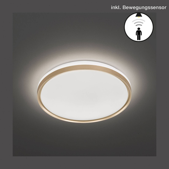 LED-kattovalaisin Jaso BS, Ø 39 cm, kulta