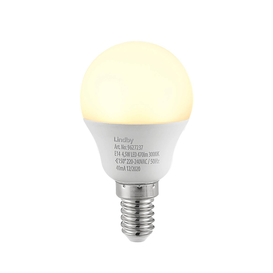Lindby-LED-golfpallolamppu E14 G45 4,5W 3000K opal