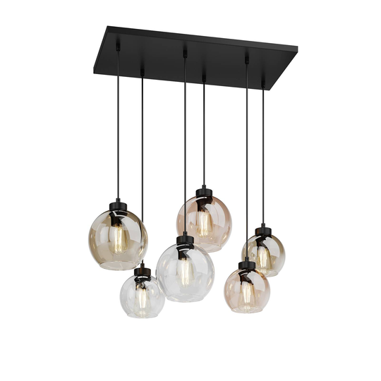 Riippuvalaisin Cubus, 6-lamp. kirkas/hunaja/ruskea