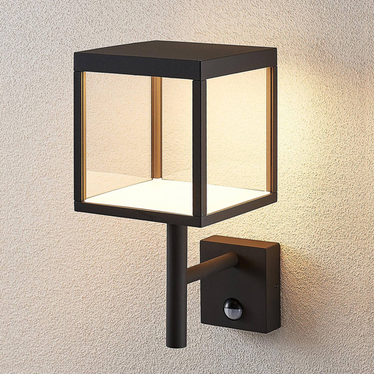 LED-ulkoseinävalaisin Cube, grafiititi, anturilla