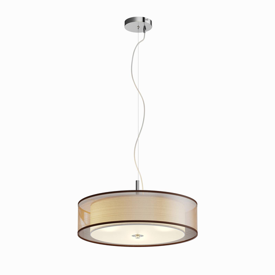 Ruskea tekstiiliriippuvalaisin Pikka, E27-LED:t