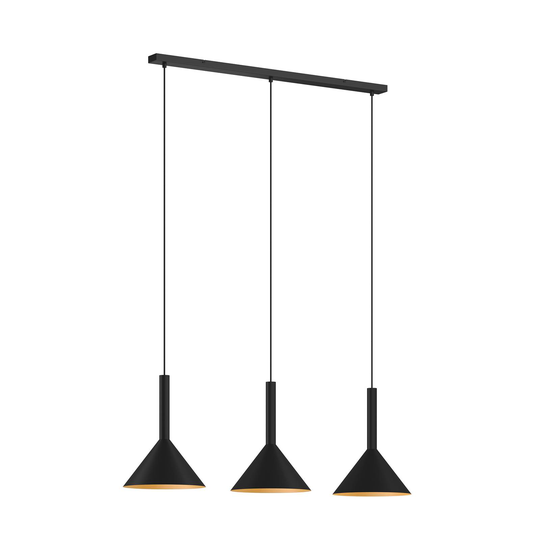 Arcchio Tadej -riippuvalo 3-lamp., musta-kulta