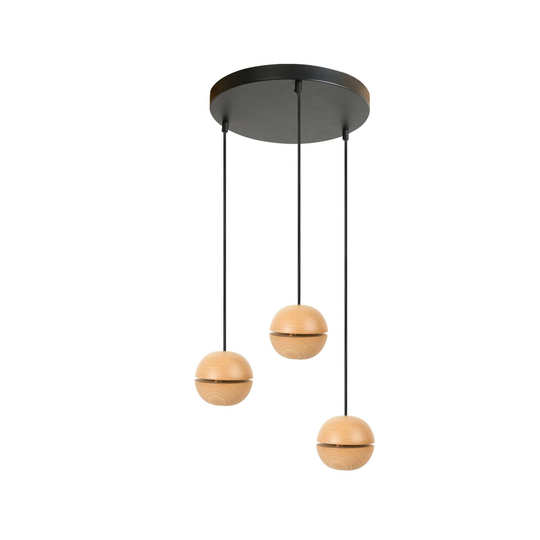 Envolight Wooden Balls-riippuvalo 3 lamppua pyöreä