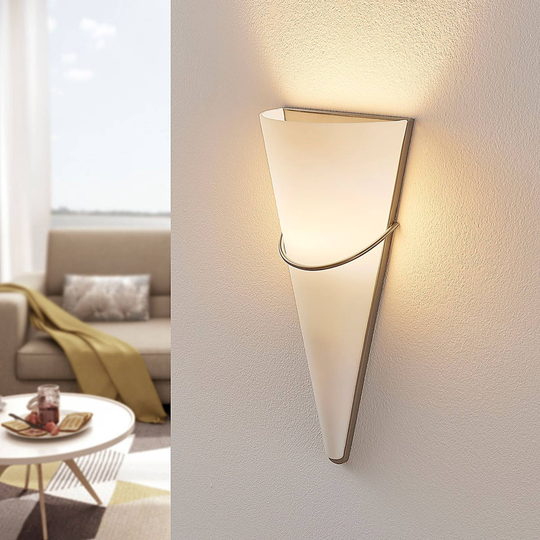LED-seinävalaisin Melek opaalilasia, nikkeli