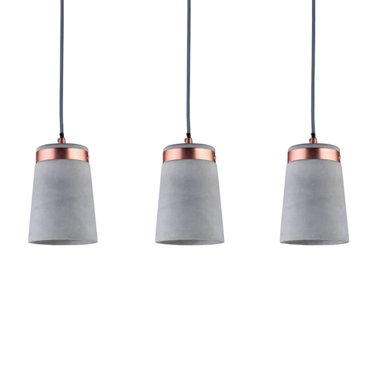 3-lamppuinen Stig-riippuvalaisin betonikuvuilla