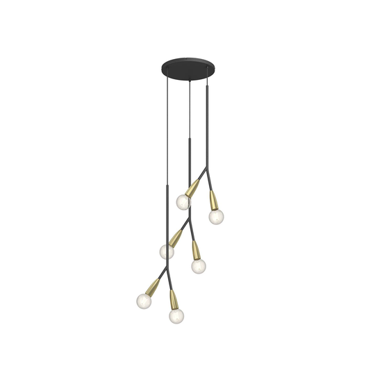Lucande Carlea -riippuvalo, 6-lamp. musta-messinki