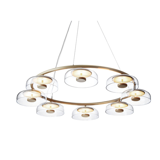 Nuura Blossi 8-LED-riippuvalo 8 valoa kulta/kirkas