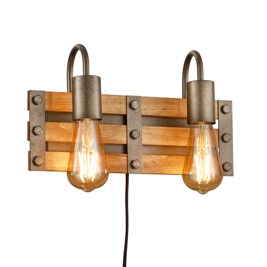 Seinävalaisin Khan vintage johto + pistoke 2-lamp.