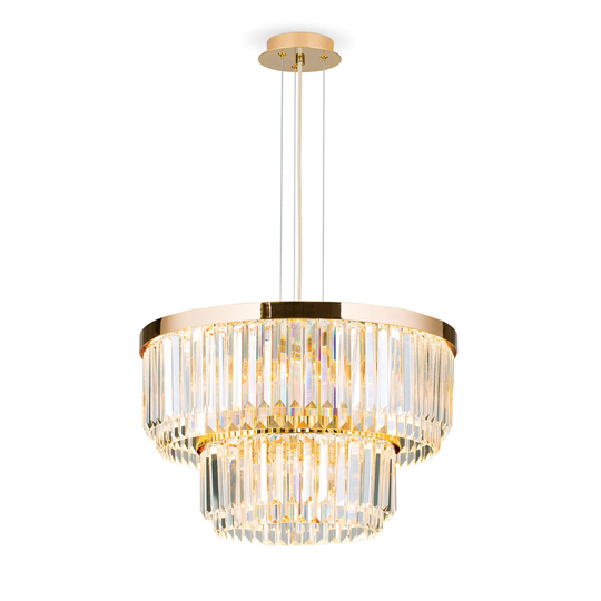 LED-riippuvalaisin Prism, pyöreä, Ø 55 cm, kulta