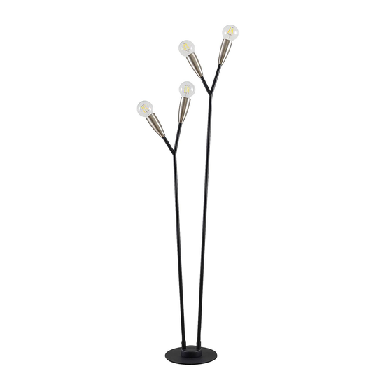 Lucande Carlea -lattiavalo, 4-lamp. musta-nikkeli