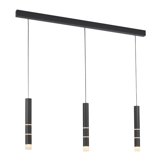 PURE Vega -LED-riippuvalaisin, 3 lieriötä, musta