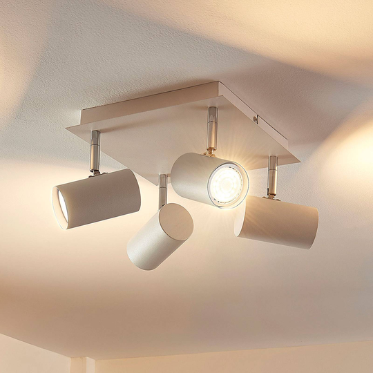 Nelikulmainen LED-kattovalaisin Iluk, 4 lamppua