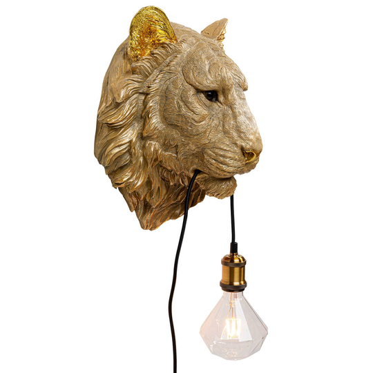 KARE Animal Tiger Head -seinälamppu pistokkeella